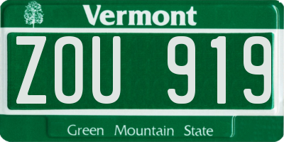 VT license plate ZOU919