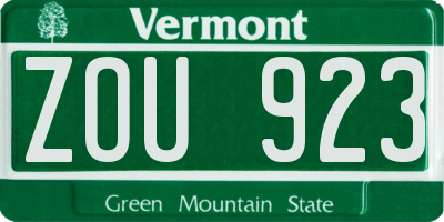VT license plate ZOU923