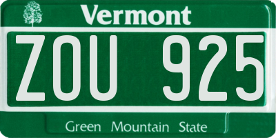 VT license plate ZOU925