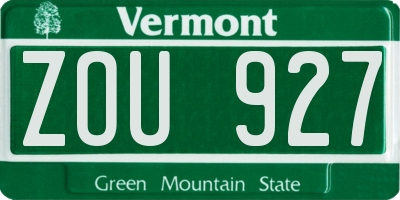 VT license plate ZOU927