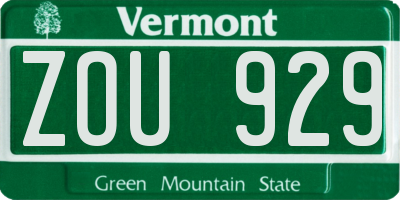 VT license plate ZOU929