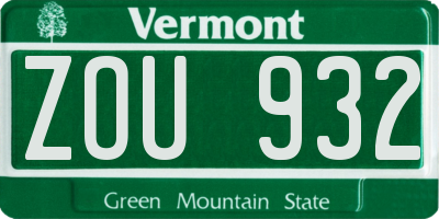 VT license plate ZOU932