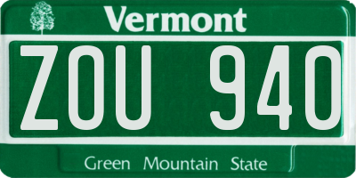 VT license plate ZOU940