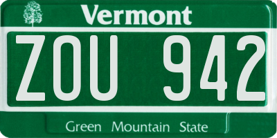 VT license plate ZOU942
