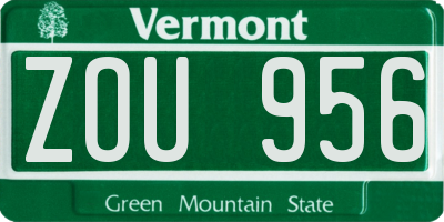 VT license plate ZOU956