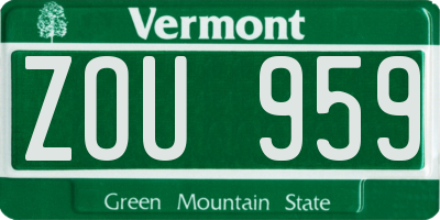 VT license plate ZOU959