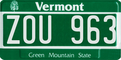 VT license plate ZOU963