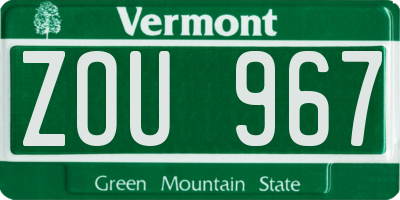 VT license plate ZOU967