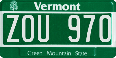 VT license plate ZOU970