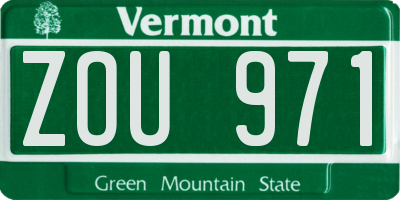 VT license plate ZOU971