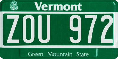 VT license plate ZOU972