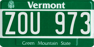 VT license plate ZOU973