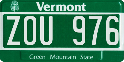 VT license plate ZOU976
