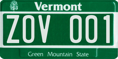 VT license plate ZOV001