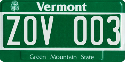 VT license plate ZOV003