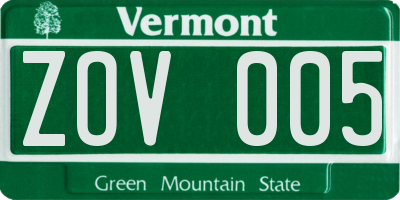 VT license plate ZOV005