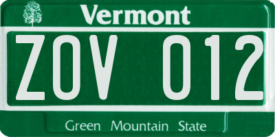 VT license plate ZOV012