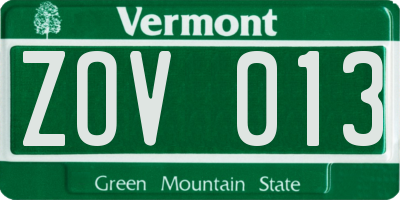 VT license plate ZOV013