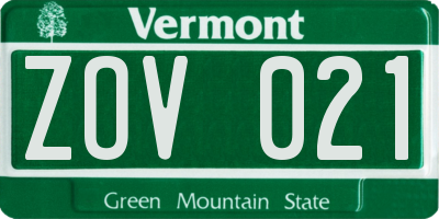 VT license plate ZOV021