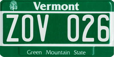 VT license plate ZOV026