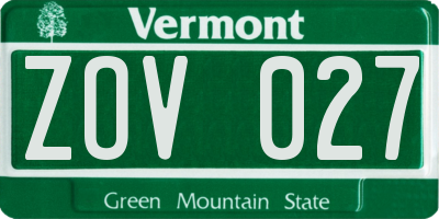 VT license plate ZOV027