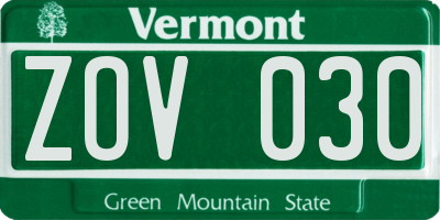 VT license plate ZOV030