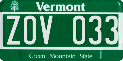 VT license plate ZOV033