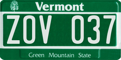 VT license plate ZOV037
