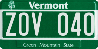 VT license plate ZOV040