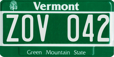 VT license plate ZOV042