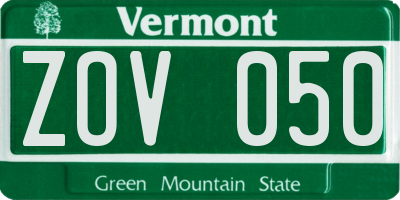 VT license plate ZOV050