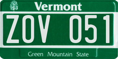 VT license plate ZOV051