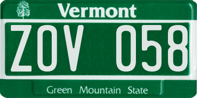 VT license plate ZOV058