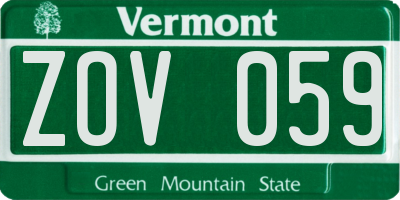 VT license plate ZOV059
