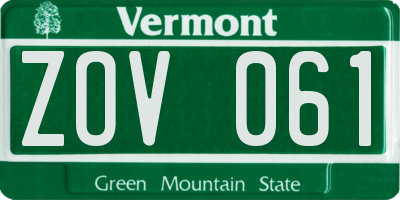 VT license plate ZOV061
