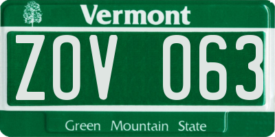 VT license plate ZOV063