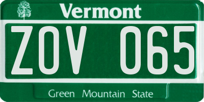 VT license plate ZOV065