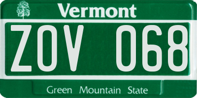 VT license plate ZOV068