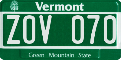 VT license plate ZOV070