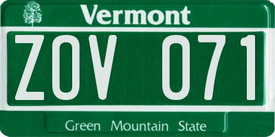 VT license plate ZOV071