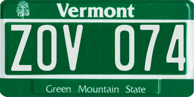 VT license plate ZOV074