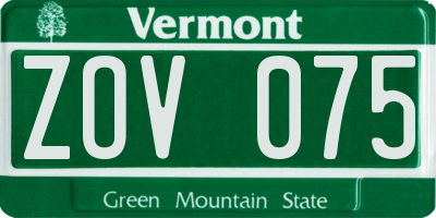 VT license plate ZOV075