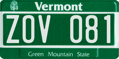 VT license plate ZOV081