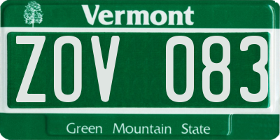 VT license plate ZOV083
