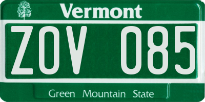 VT license plate ZOV085