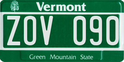 VT license plate ZOV090