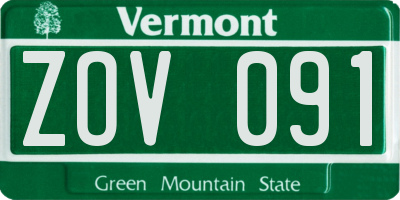 VT license plate ZOV091