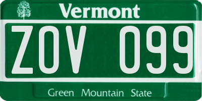 VT license plate ZOV099