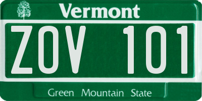 VT license plate ZOV101