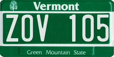 VT license plate ZOV105